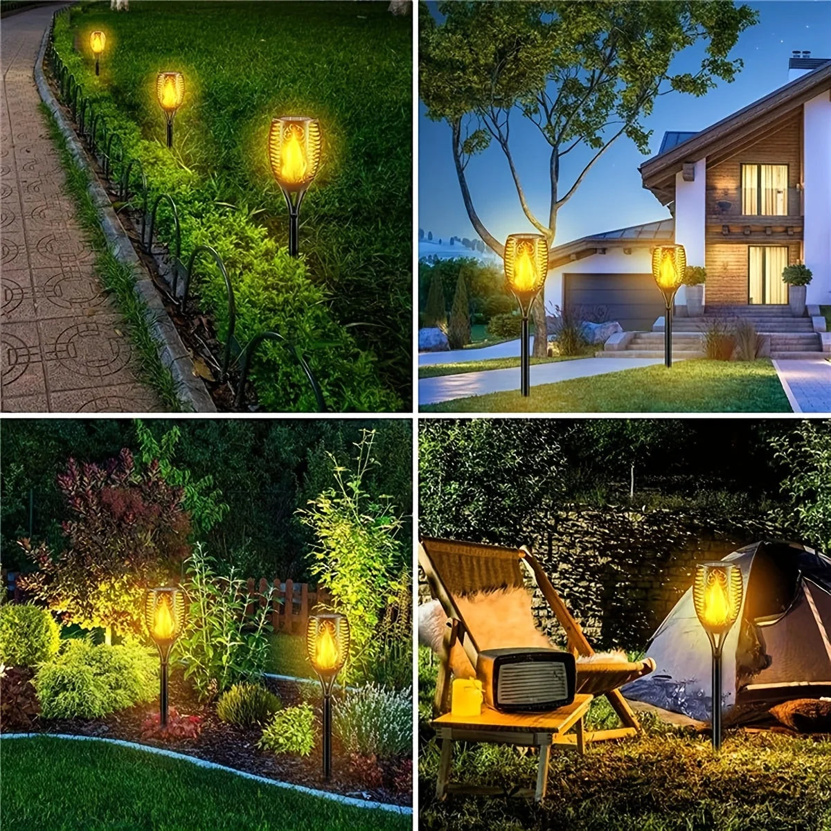 12LED Solar Flame Torch Light – Waterproof Flickering Outdoor Garden Lamp (1-12PCS)